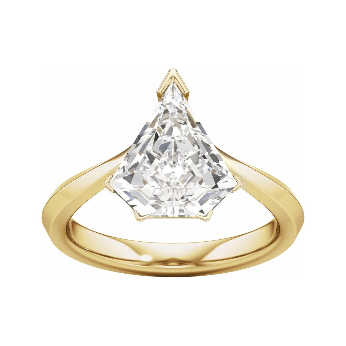 Sapphire Row Lab-Grown Shield Diamond Hidden Halo-Style Engagement Ring - 14K Yellow Gold, 3 1/8 ctw (view 3)
