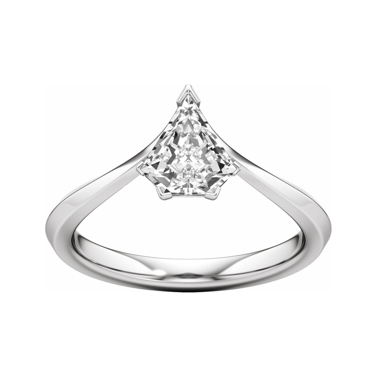 Sapphire Row Lab-Grown Shield Diamond Hidden Halo-Style Engagement Ring - 14K White Gold, 1 ctw (view 3)