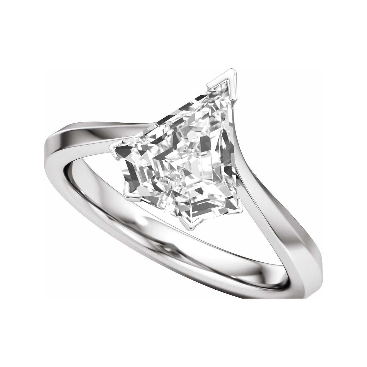 Sapphire Row Lab-Grown Shield Diamond Hidden Halo-Style Engagement Ring - 14K White Gold, 2 ctw (view 5)