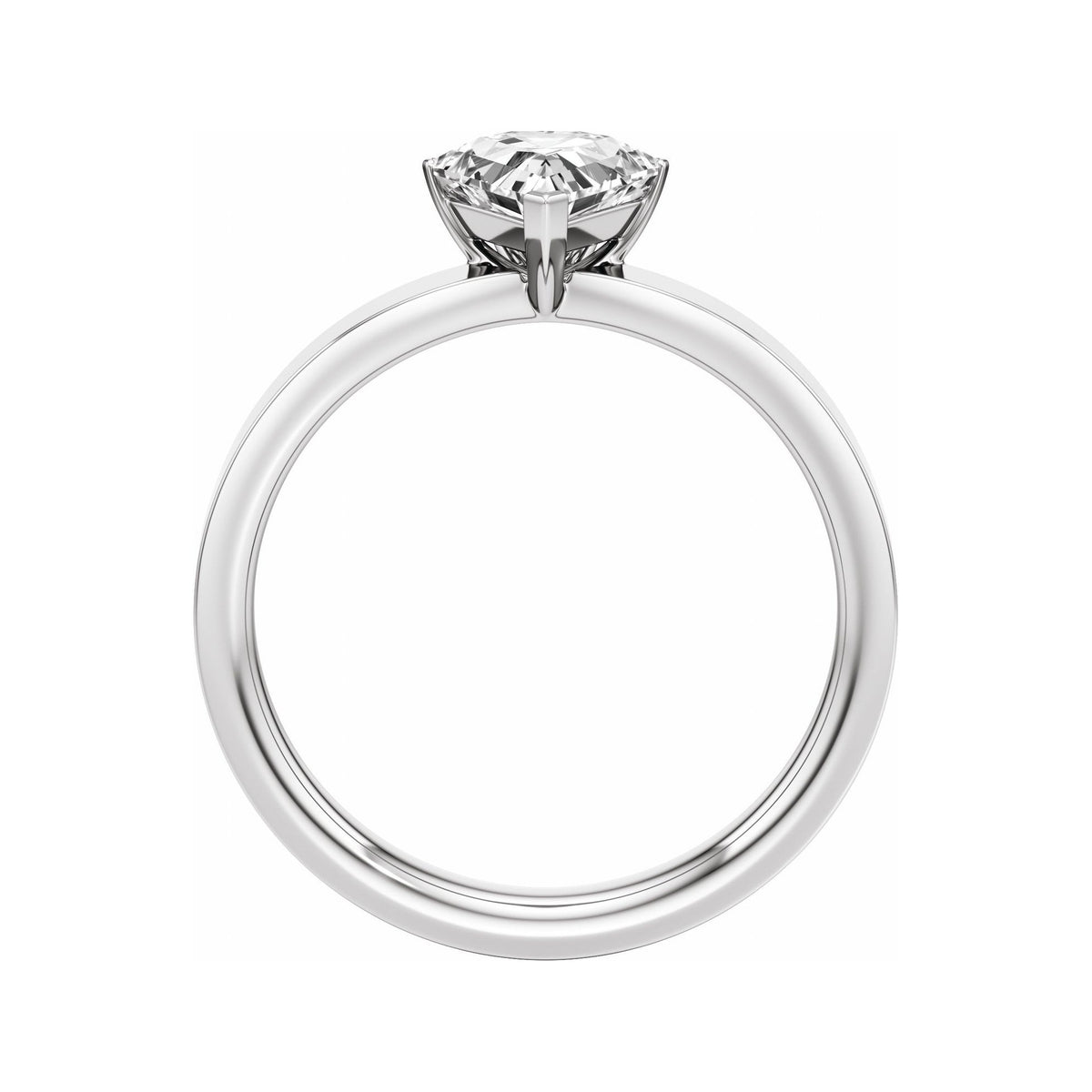 Sapphire Row Lab-Grown Shield Diamond Solitaire Engagement Ring - 14K White Gold, 1 ctw (view 2)