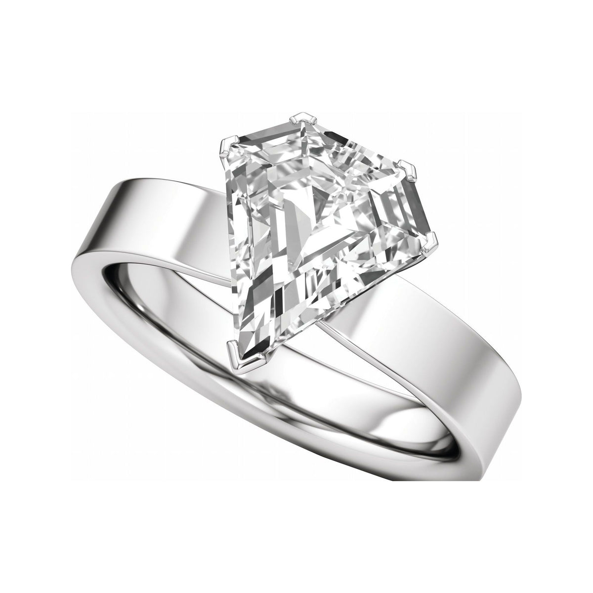 Sapphire Row Lab-Grown Shield Diamond Solitaire Engagement Ring - 14K White Gold, 3 ctw (view 5)