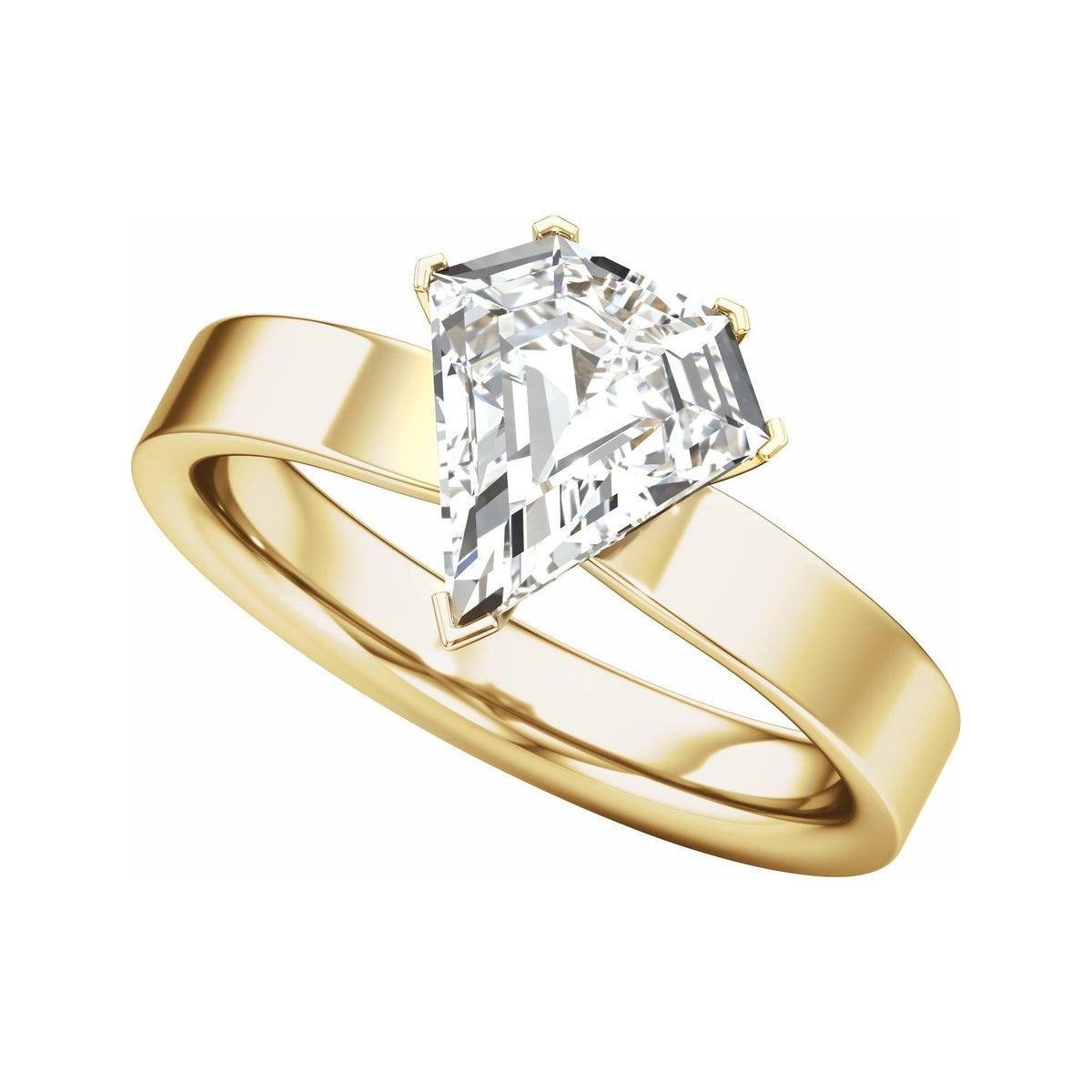 Sapphire Row Lab-Grown Shield Diamond Solitaire Engagement Ring - 14K Yellow Gold, 2 ctw (view 5)