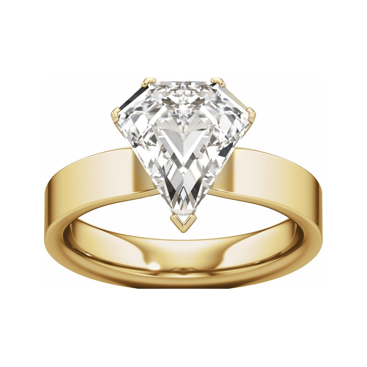 Sapphire Row Lab-Grown Shield Diamond Solitaire Engagement Ring - 14K Yellow Gold, 3 ctw (view 3)