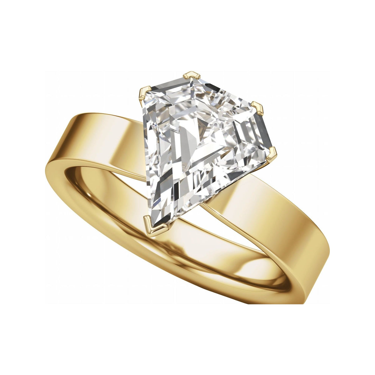 Sapphire Row Lab-Grown Shield Diamond Solitaire Engagement Ring - 14K Yellow Gold, 3 ctw (view 5)