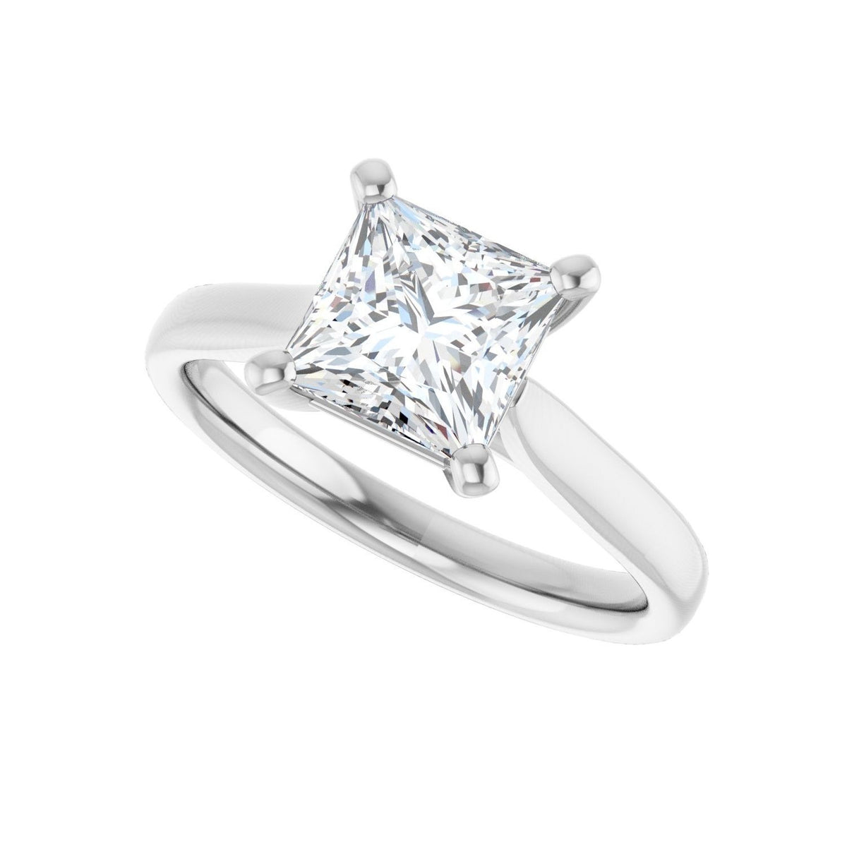 Sapphire Row Lab-Grown Princess-Cut Diamond Cathedral Solitaire Engagement Ring - 14K White Gold, 1 1/2 ctw (view 5)