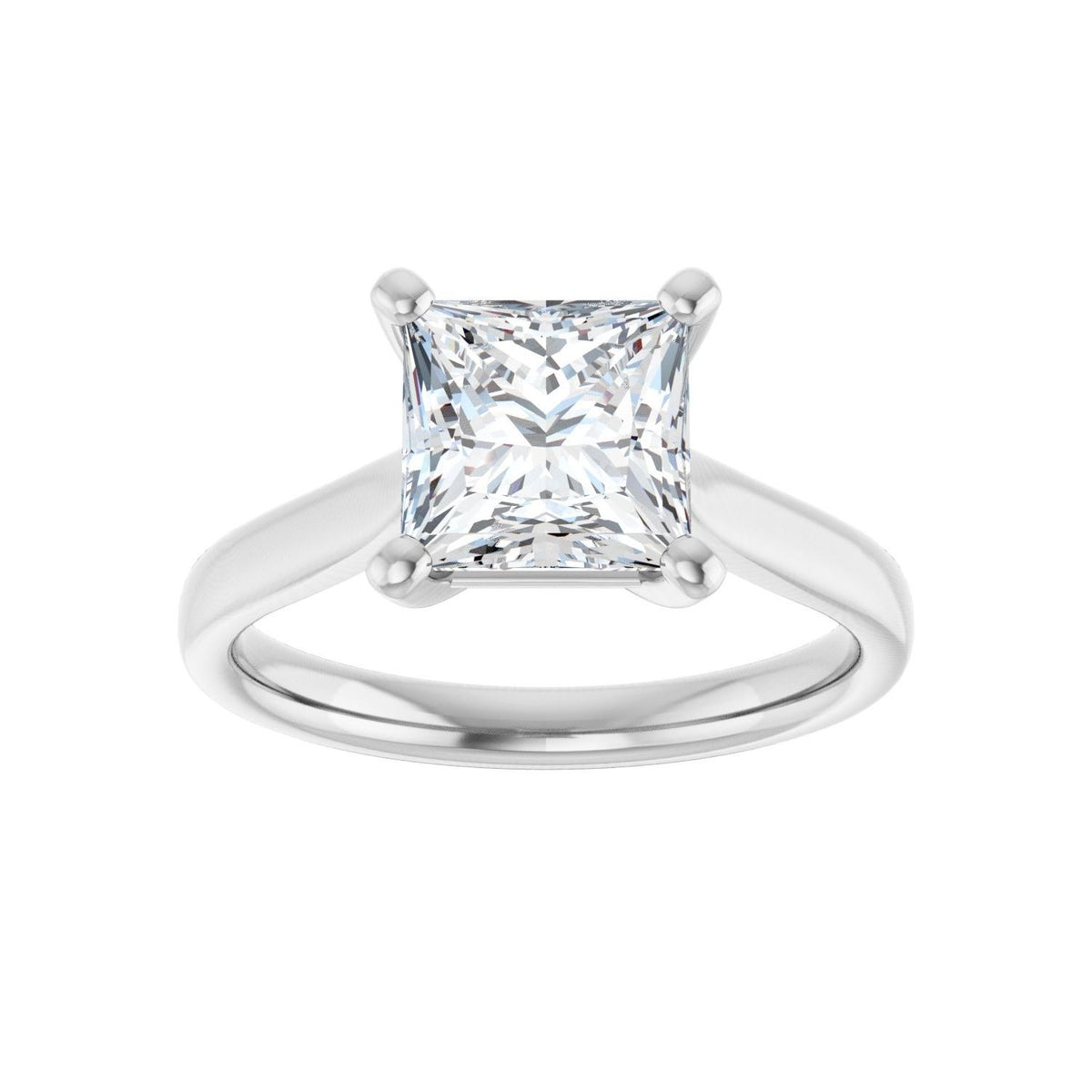 Sapphire Row Lab-Grown Princess-Cut Diamond Cathedral Solitaire Engagement Ring - 14K White Gold, 2 ctw (view 3)