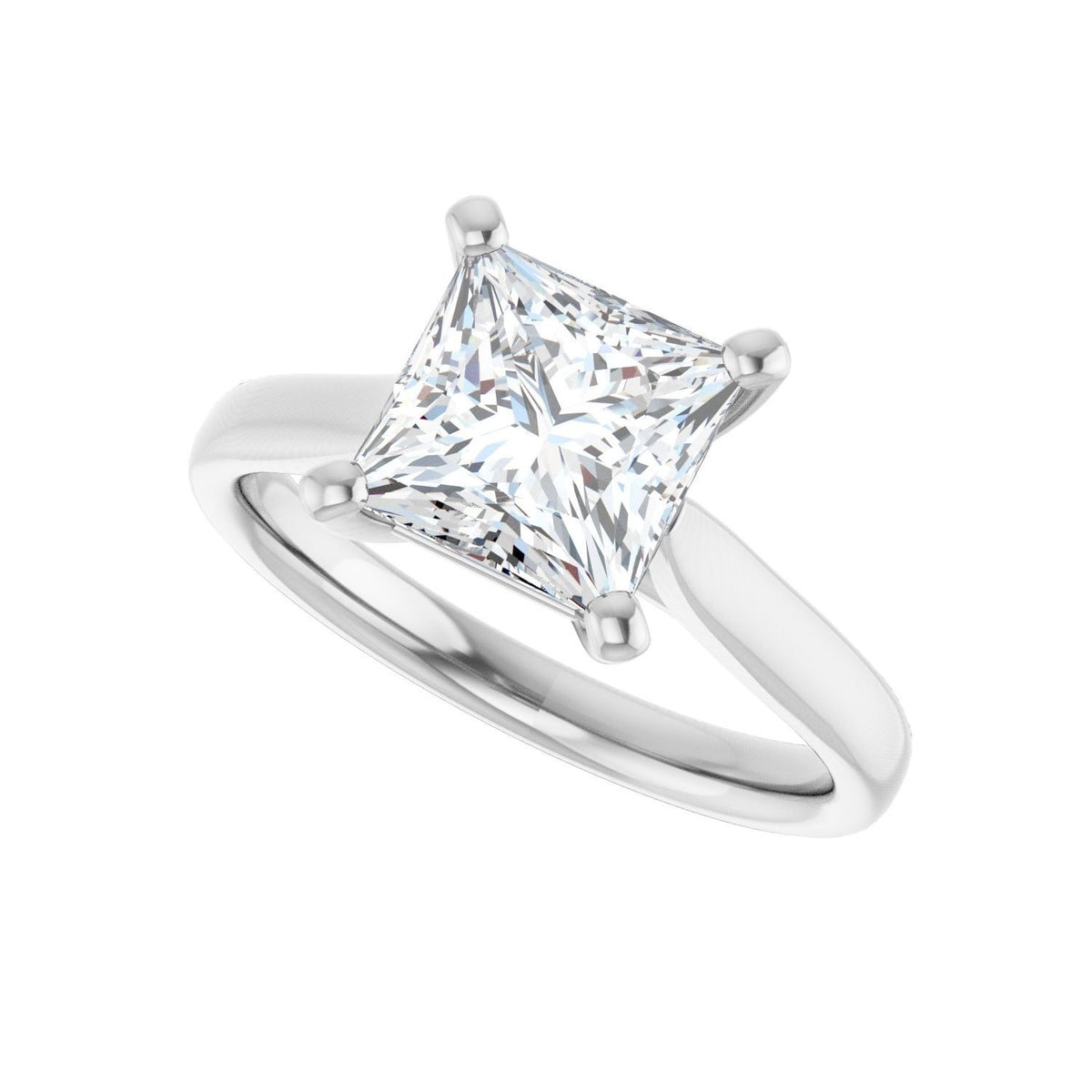 Sapphire Row Lab-Grown Princess-Cut Diamond Cathedral Solitaire Engagement Ring - 14K White Gold, 2 ctw (view 5)
