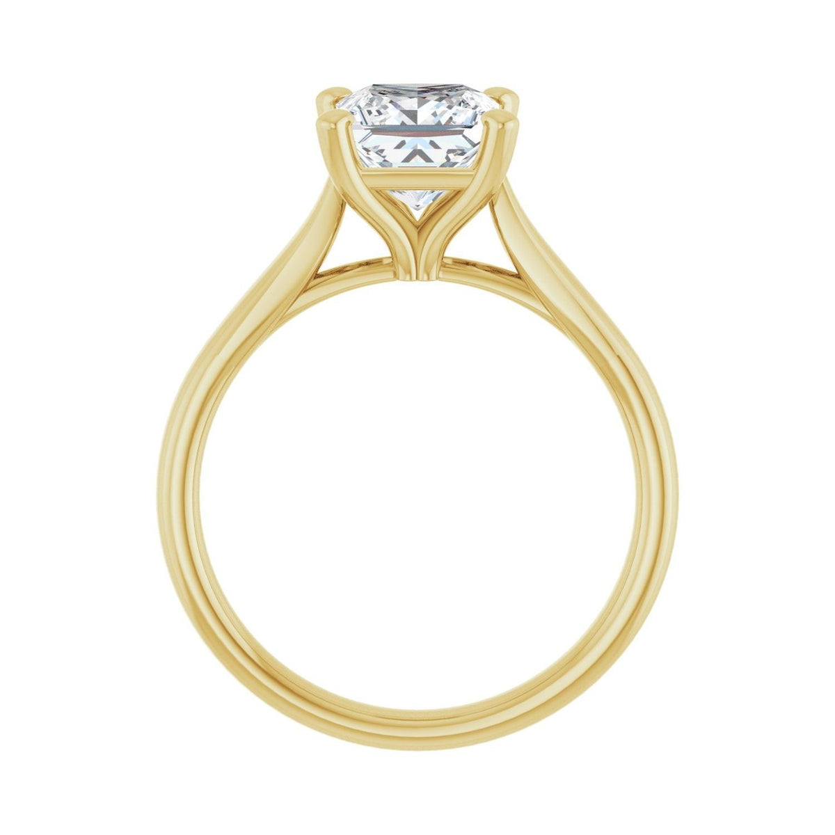 Sapphire Row Lab-Grown Princess-Cut Diamond Cathedral Solitaire Engagement Ring - 14K Yellow Gold, 1 1/2 ctw (view 2)
