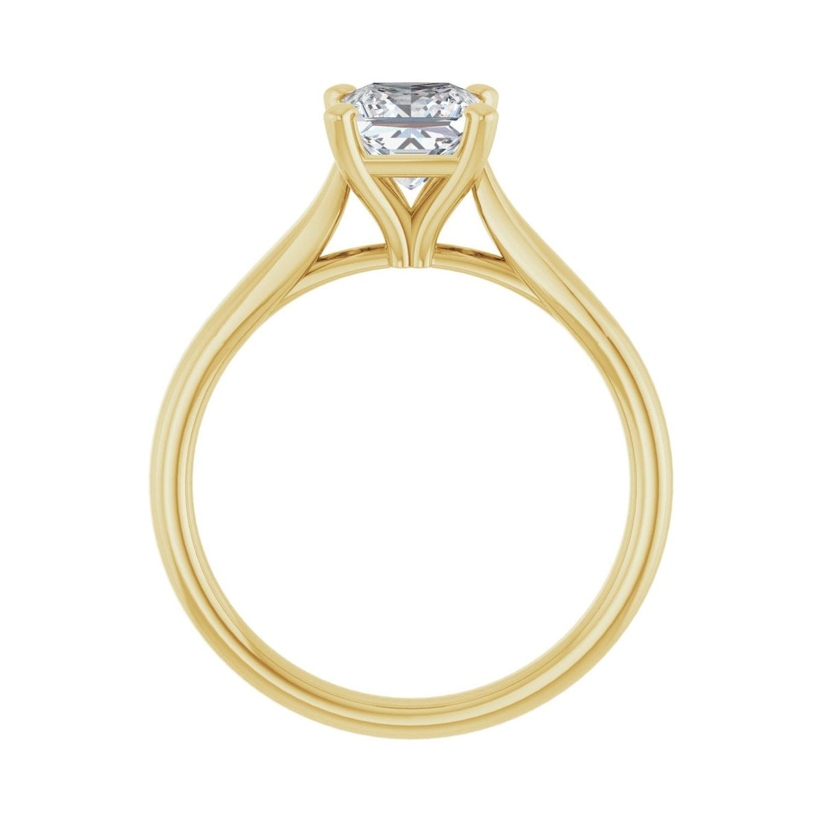 Sapphire Row Lab-Grown Princess-Cut Diamond Cathedral Solitaire Engagement Ring - 14K Yellow Gold, 1 ctw (view 2)