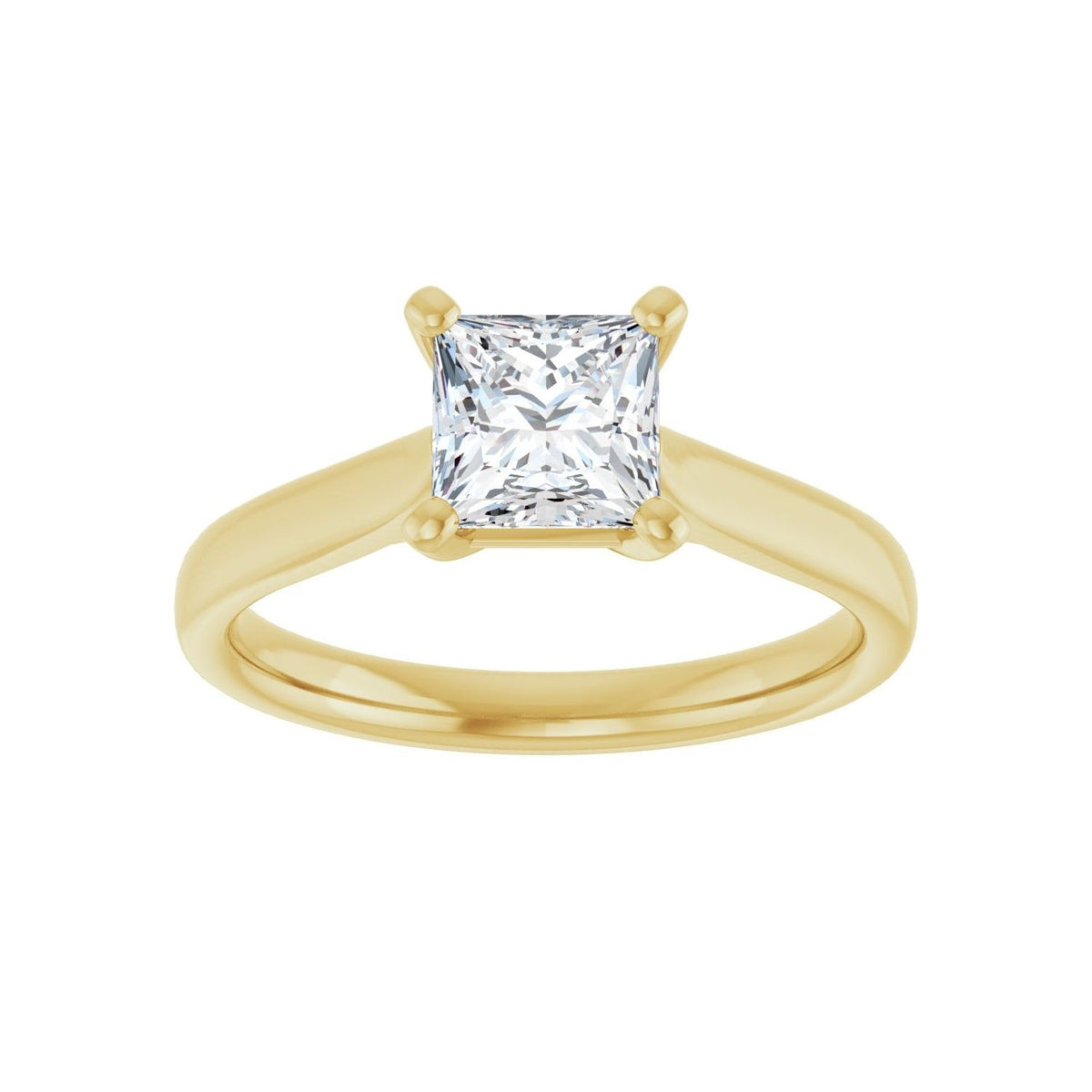 Sapphire Row Lab-Grown Princess-Cut Diamond Cathedral Solitaire Engagement Ring - 14K Yellow Gold, 1 ctw (view 3)