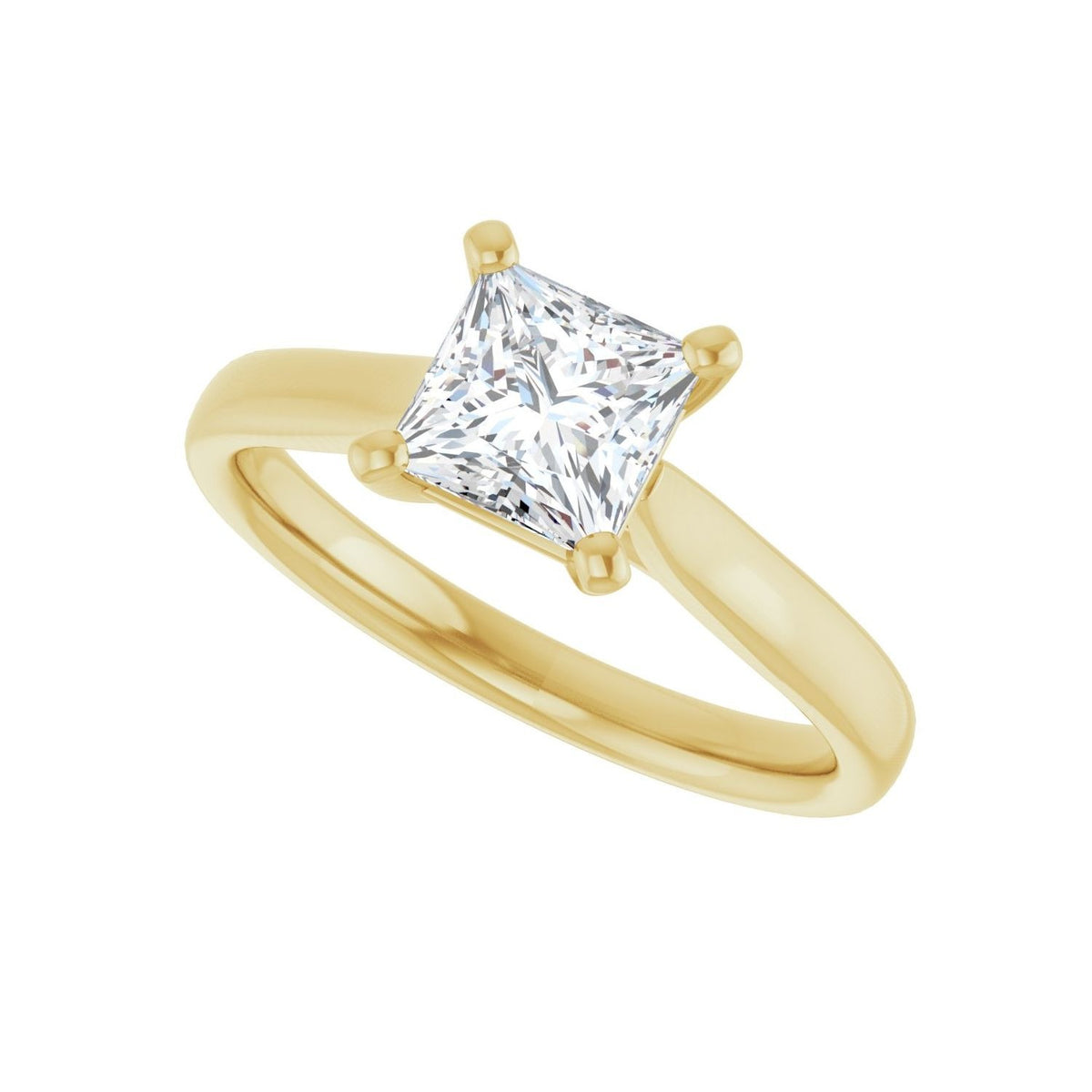 Sapphire Row Lab-Grown Princess-Cut Diamond Cathedral Solitaire Engagement Ring - 14K Yellow Gold, 1 ctw (view 5)