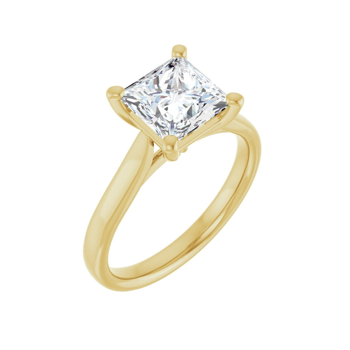 Sapphire Row Lab-Grown Princess-Cut Diamond Cathedral Solitaire Engagement Ring - 14K Yellow Gold, 2 ctw