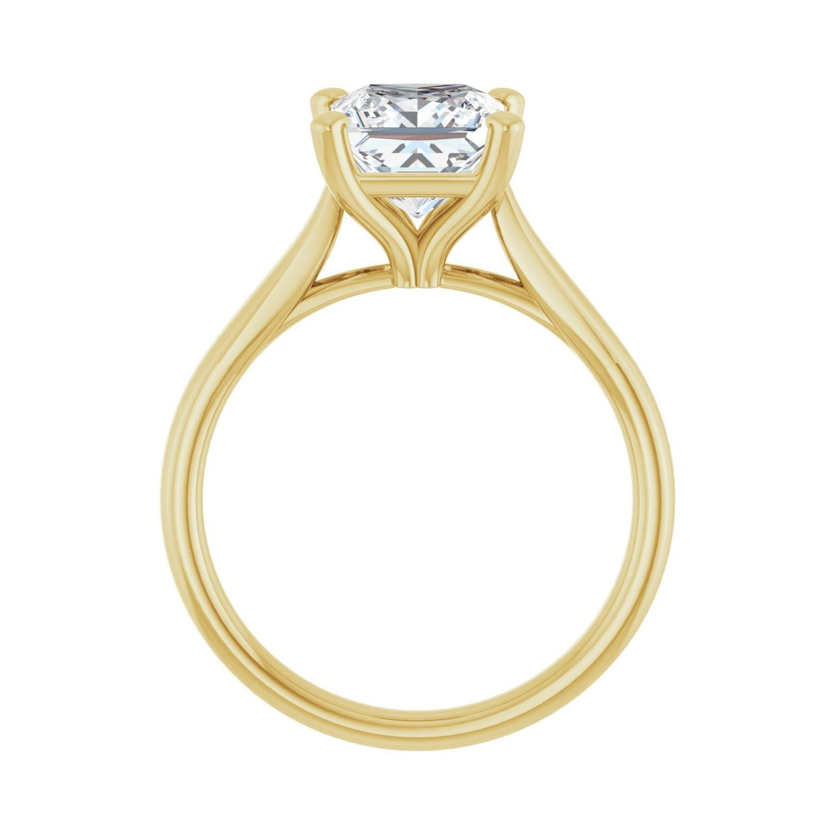 Sapphire Row Lab-Grown Princess-Cut Diamond Cathedral Solitaire Engagement Ring - 14K Yellow Gold, 2 ctw (view 2)