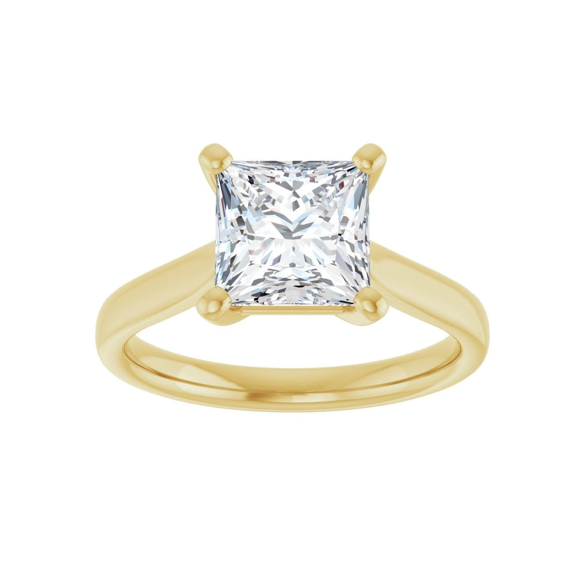 Sapphire Row Lab-Grown Princess-Cut Diamond Cathedral Solitaire Engagement Ring - 14K Yellow Gold, 2 ctw (view 3)