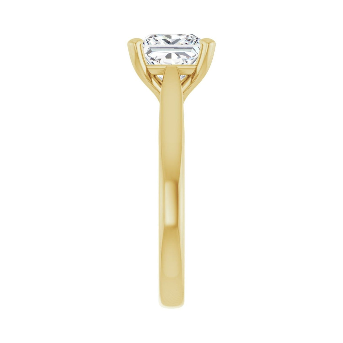 Sapphire Row Lab-Grown Princess-Cut Diamond Cathedral Solitaire Engagement Ring - 14K Yellow Gold, 2 ctw (view 4)