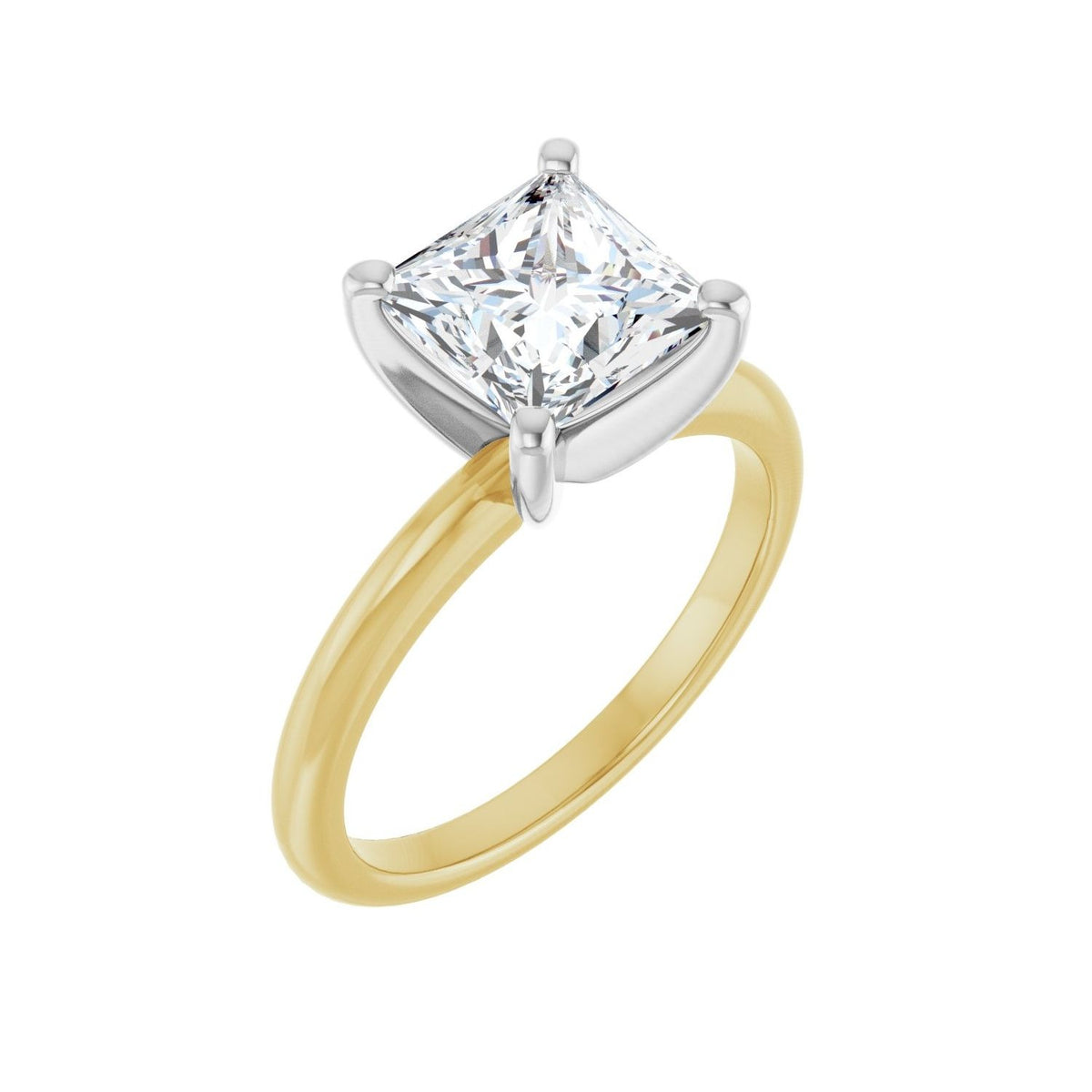 Sapphire Row Lab-Grown Princess-Cut Diamond Solitaire Engagement Ring - 14K Yellow & White Gold, 2 ctw
