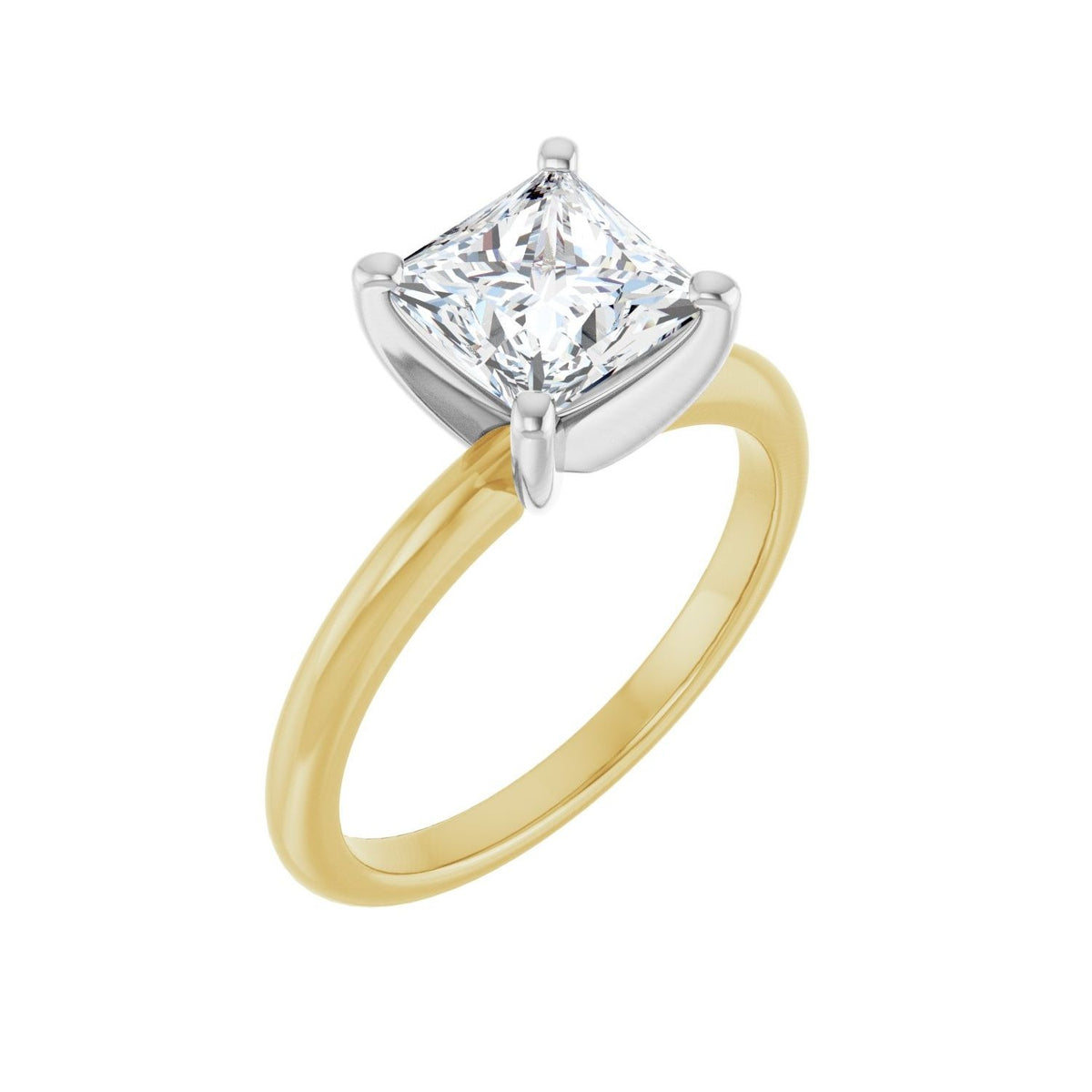 Sapphire Row Lab-Grown Princess-Cut Diamond Solitaire Engagement Ring - 14K Yellow & White Gold, 1 1/2 ctw