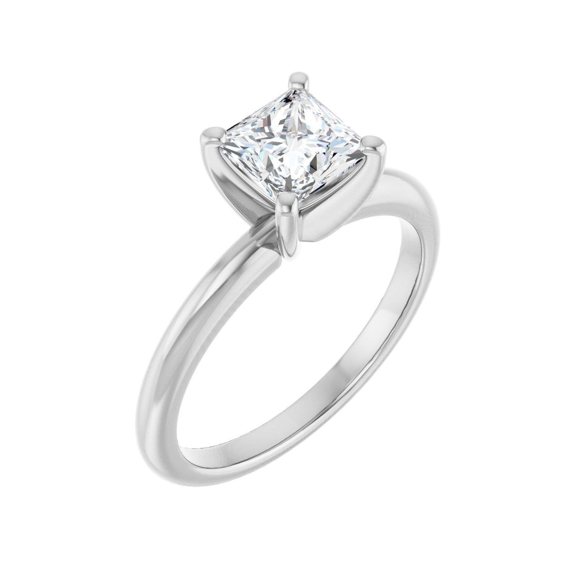Sapphire Row Lab-Grown Princess-Cut Diamond Solitaire Engagement Ring - 14K White Gold, 1 ctw
