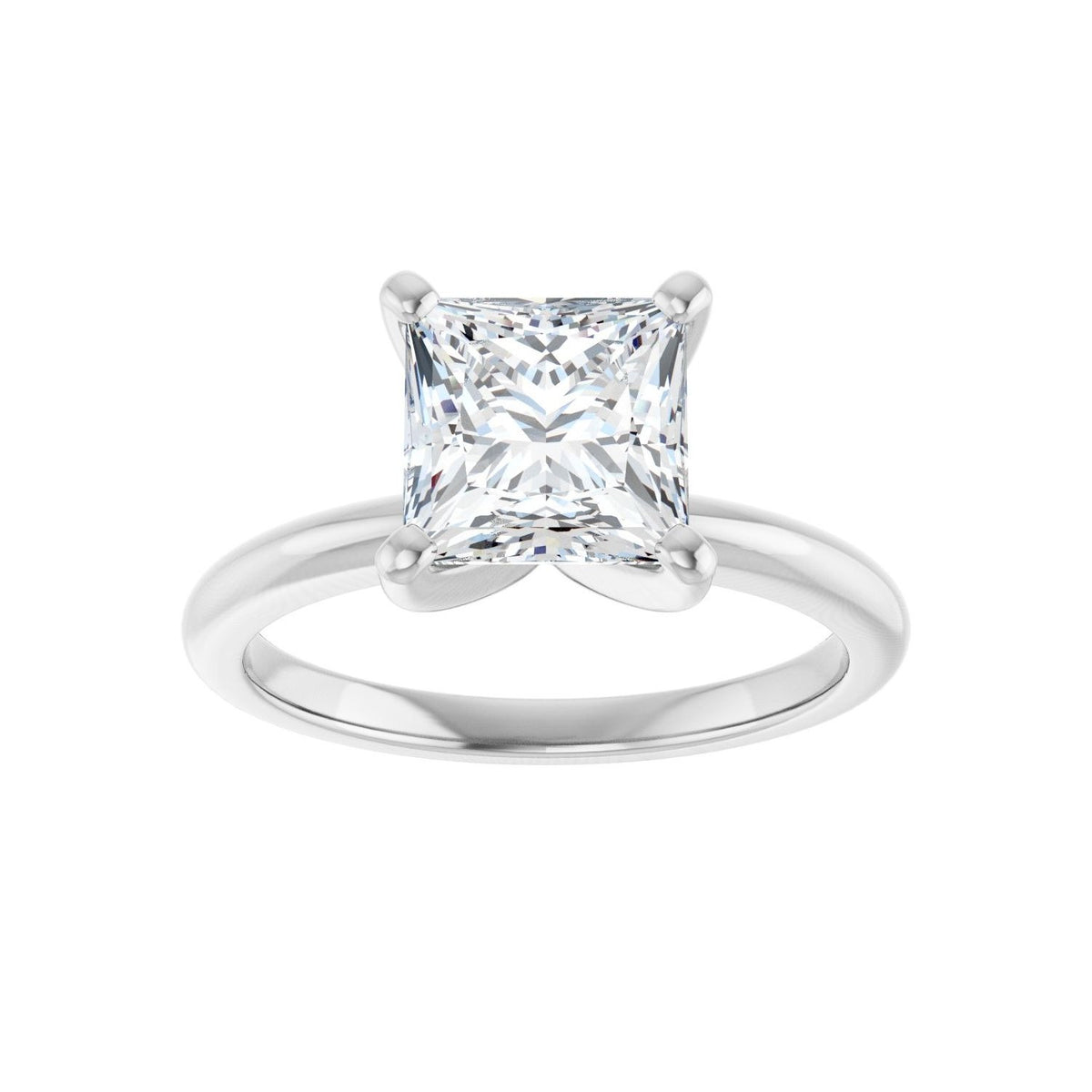Sapphire Row Lab-Grown Princess-Cut Diamond Solitaire Engagement Ring - 14K White Gold, 2 ctw (view 3)