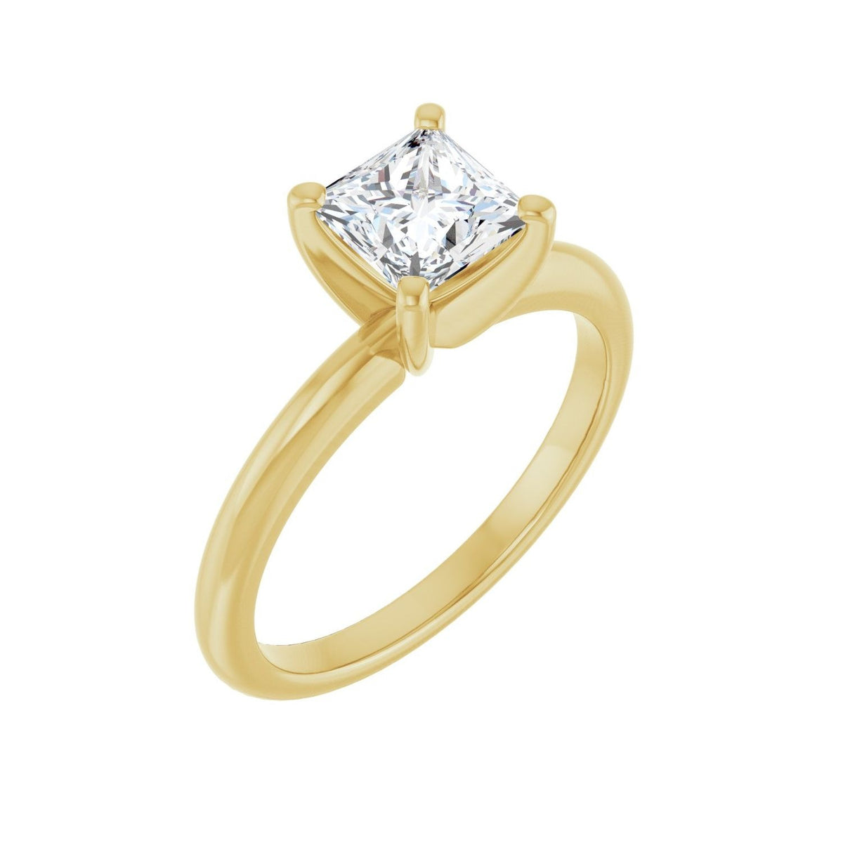 Sapphire Row Lab-Grown Princess-Cut Diamond Solitaire Engagement Ring - 14K Yellow Gold, 1 ctw