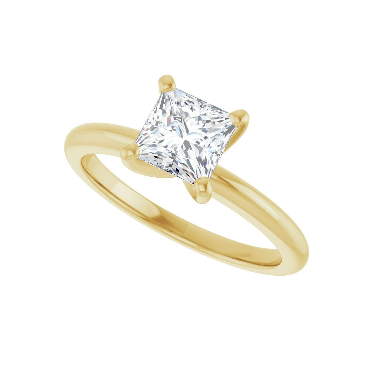 Sapphire Row Lab-Grown Princess-Cut Diamond Solitaire Engagement Ring - 14K Yellow Gold, 1 ctw (view 5)