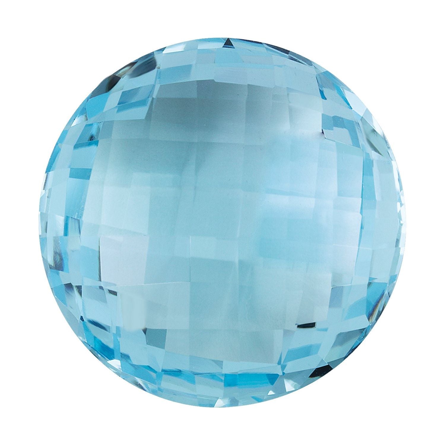 10 mm Round Natural Sky Blue Topaz – Double-Sided Checkerboard-Cut – AA Quality — Sapphire Row