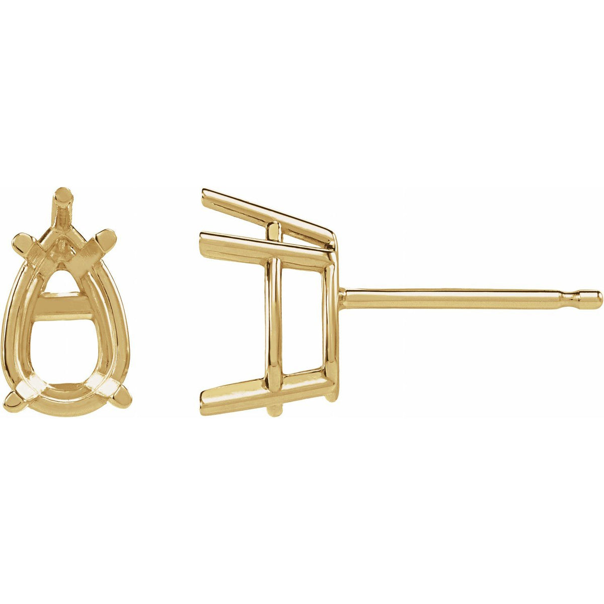 Pear 5-Prong Stud Earrings Setting — 14K Yellow Gold — original mounting