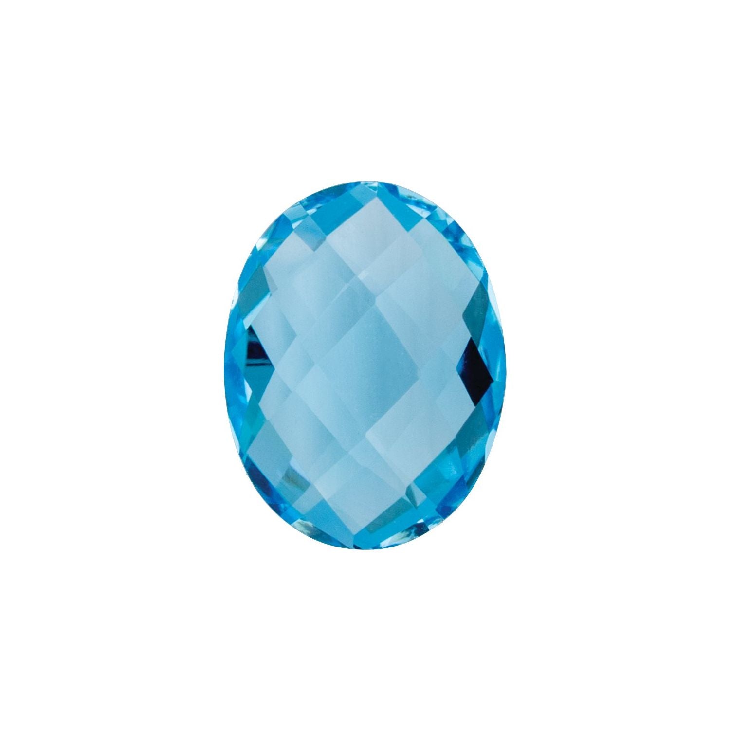 9x7 mm Oval Natural Swiss Blue Topaz – Double-Sided Checkerboard-Cut – AA Quality — Sapphire Row