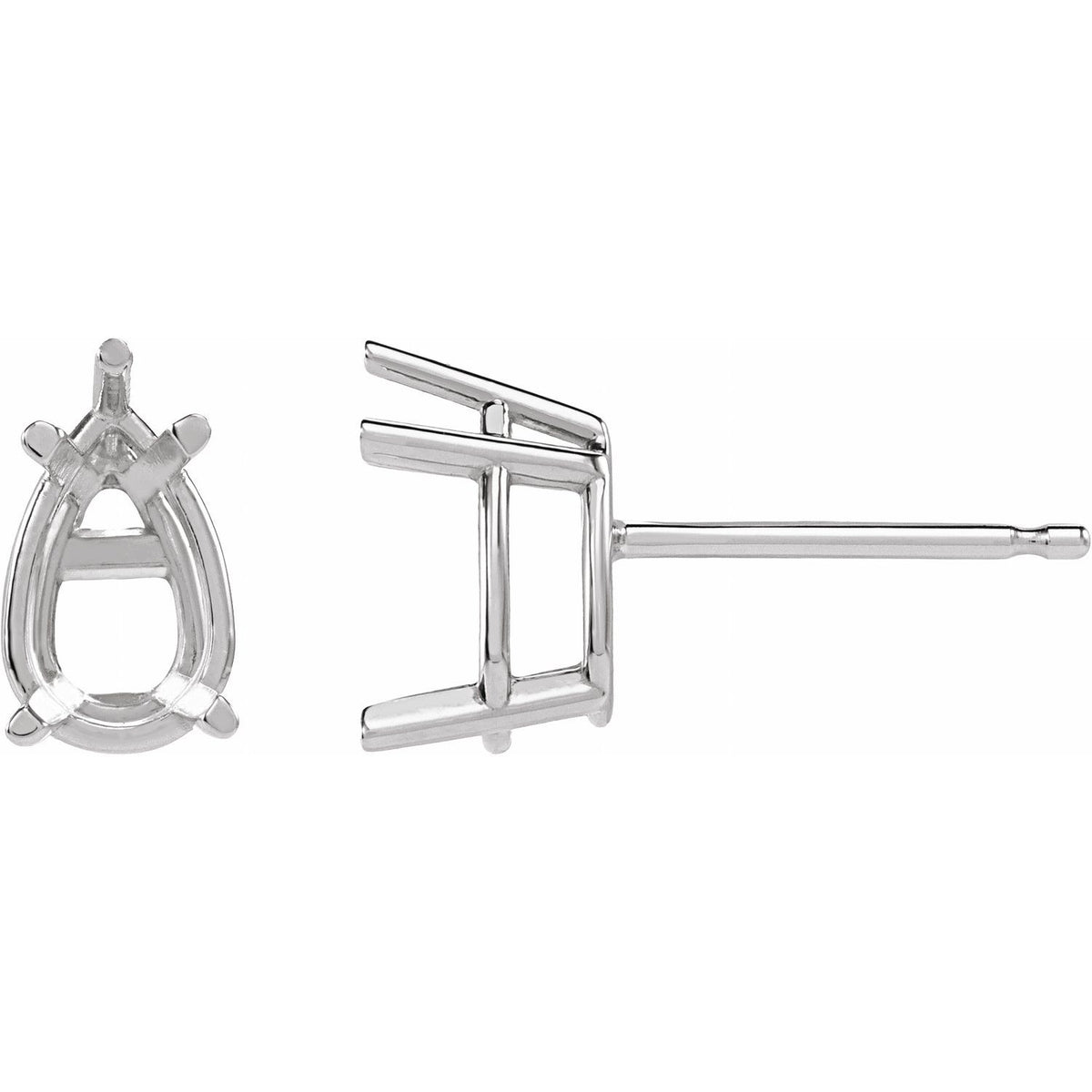 Pear 5-Prong Stud Earrings Setting — 14K White Gold — original mounting