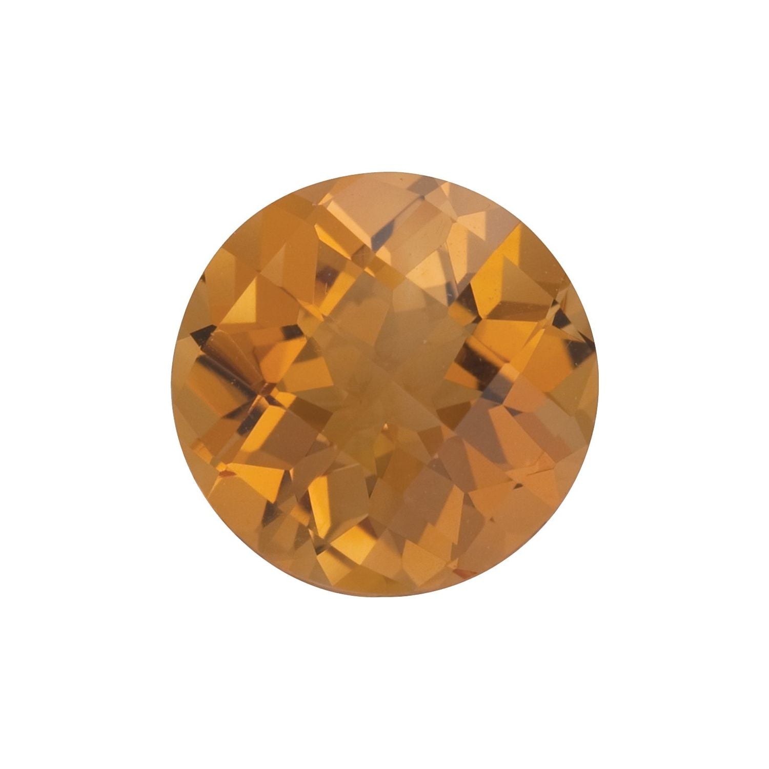 7 mm Round Natural Orange Citrine – Checkerboard-Cut – AA Quality — Sapphire Row