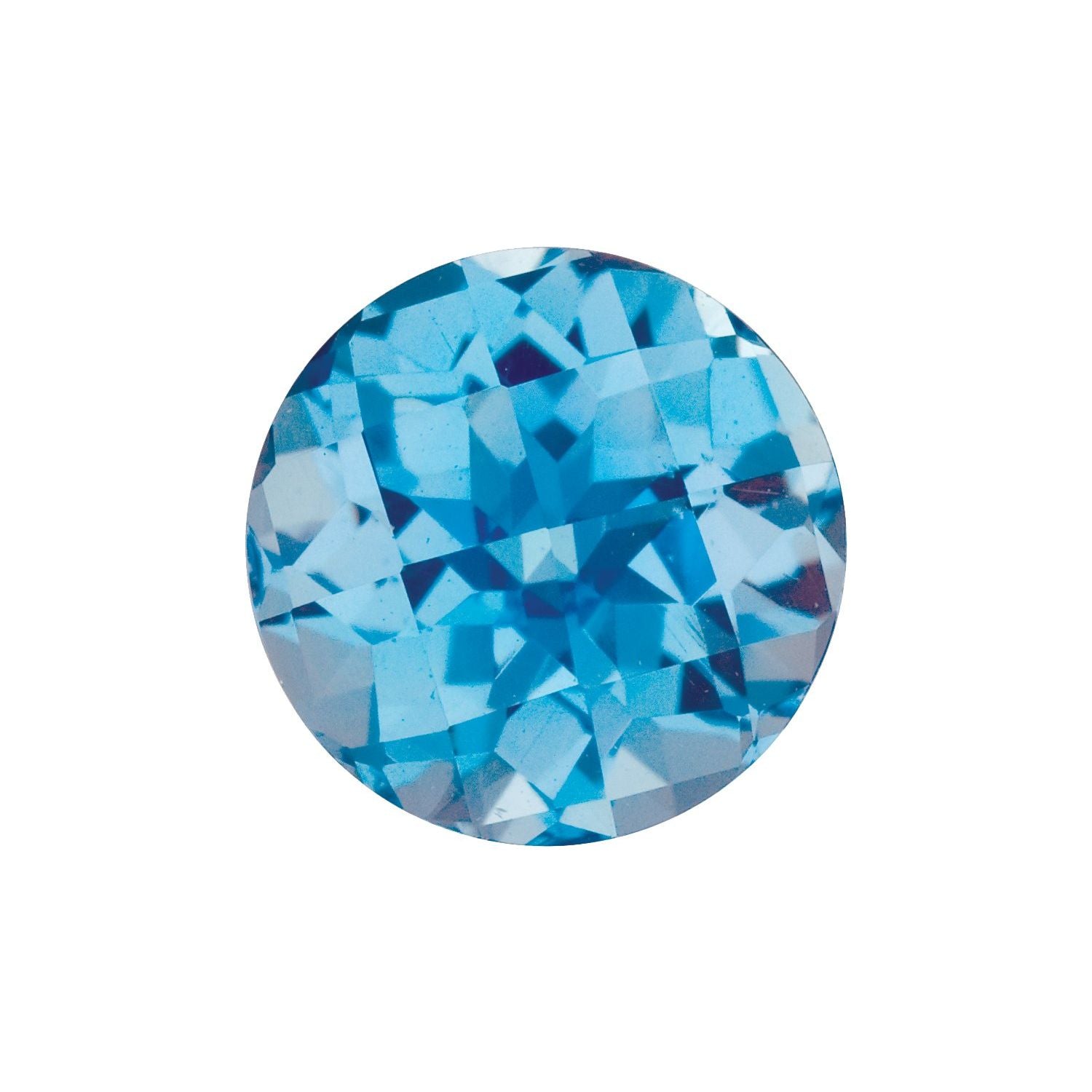 7 mm Round Natural Swiss Blue Topaz – Checkerboard-Cut – AA Quality — Sapphire Row