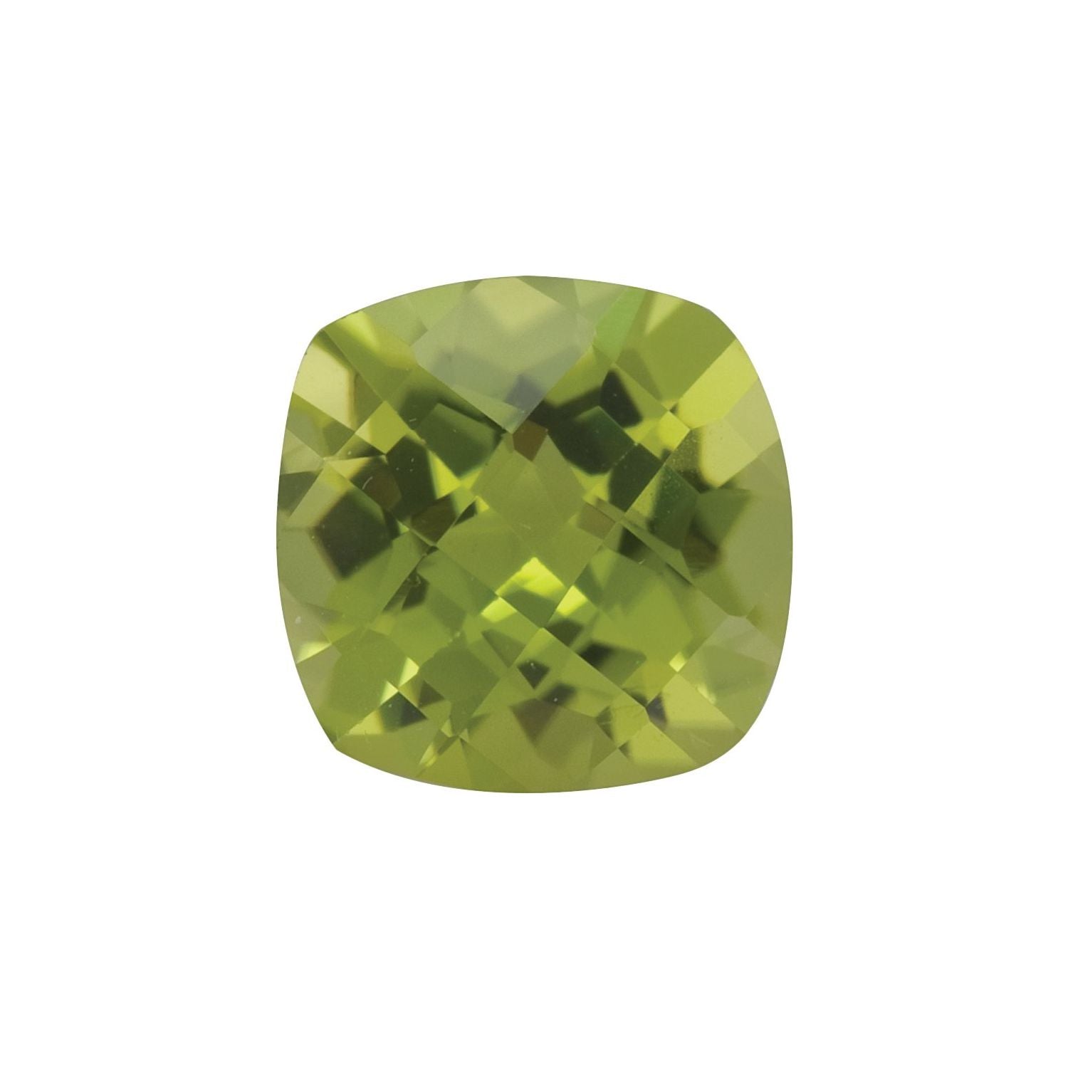 7 mm Cushion Natural Green Peridot – Checkerboard-Cut – AA Quality — Sapphire Row