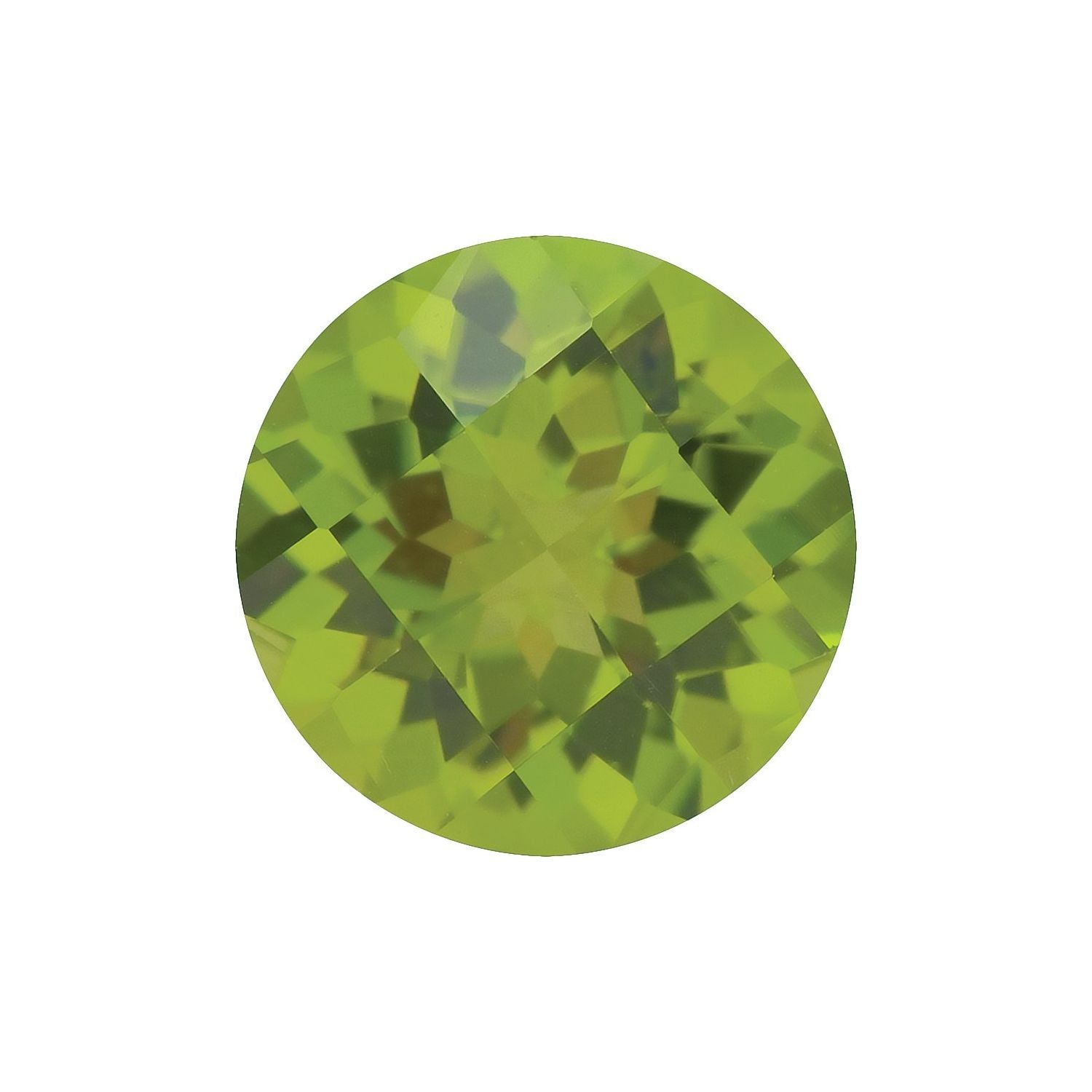 8 mm Round Natural Green Peridot – Checkerboard-Cut – AA Quality — Sapphire Row