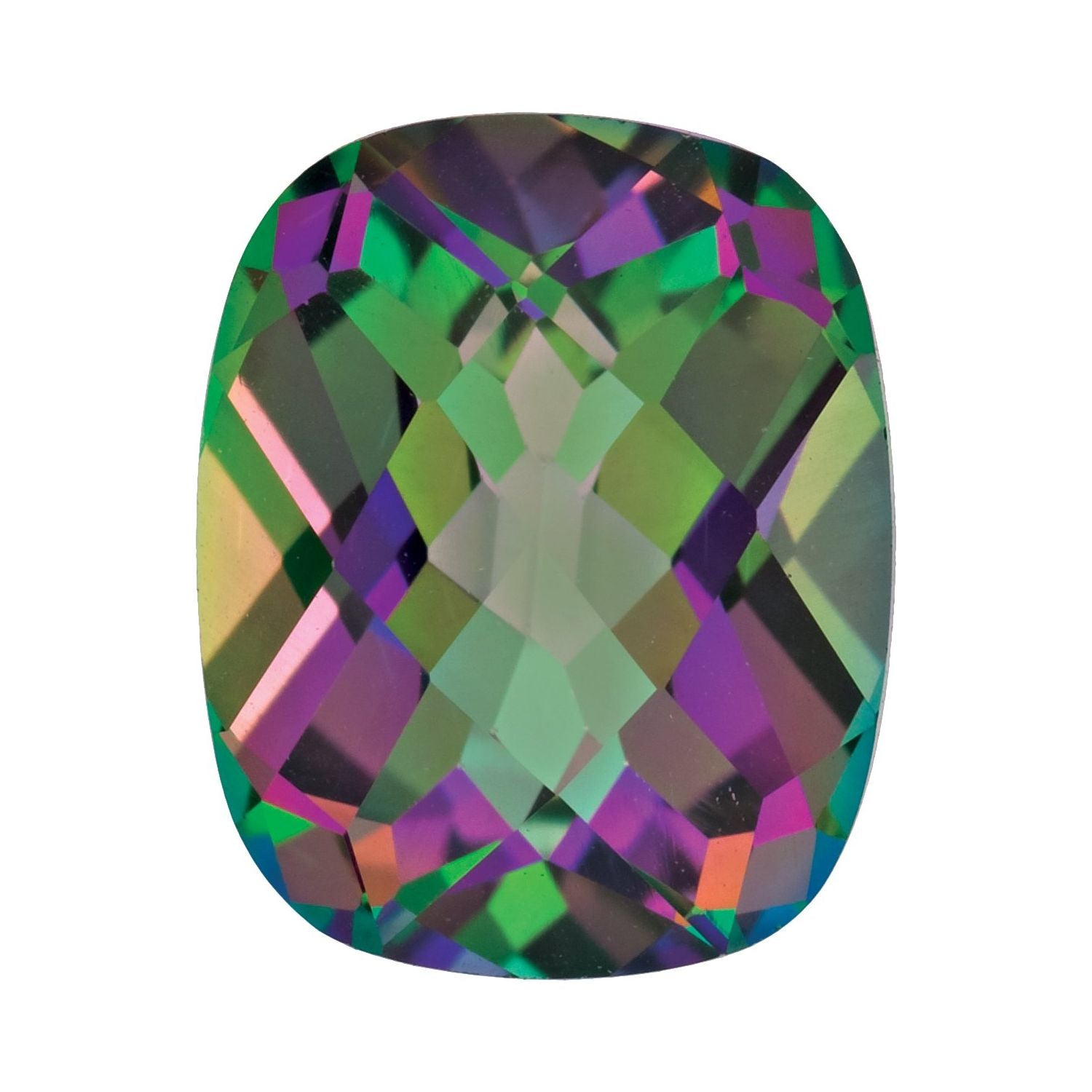 8x6 mm Antique Cushion Natural Green Mystic Topaz – Checkerboard-Cut – AA Quality — Sapphire Row