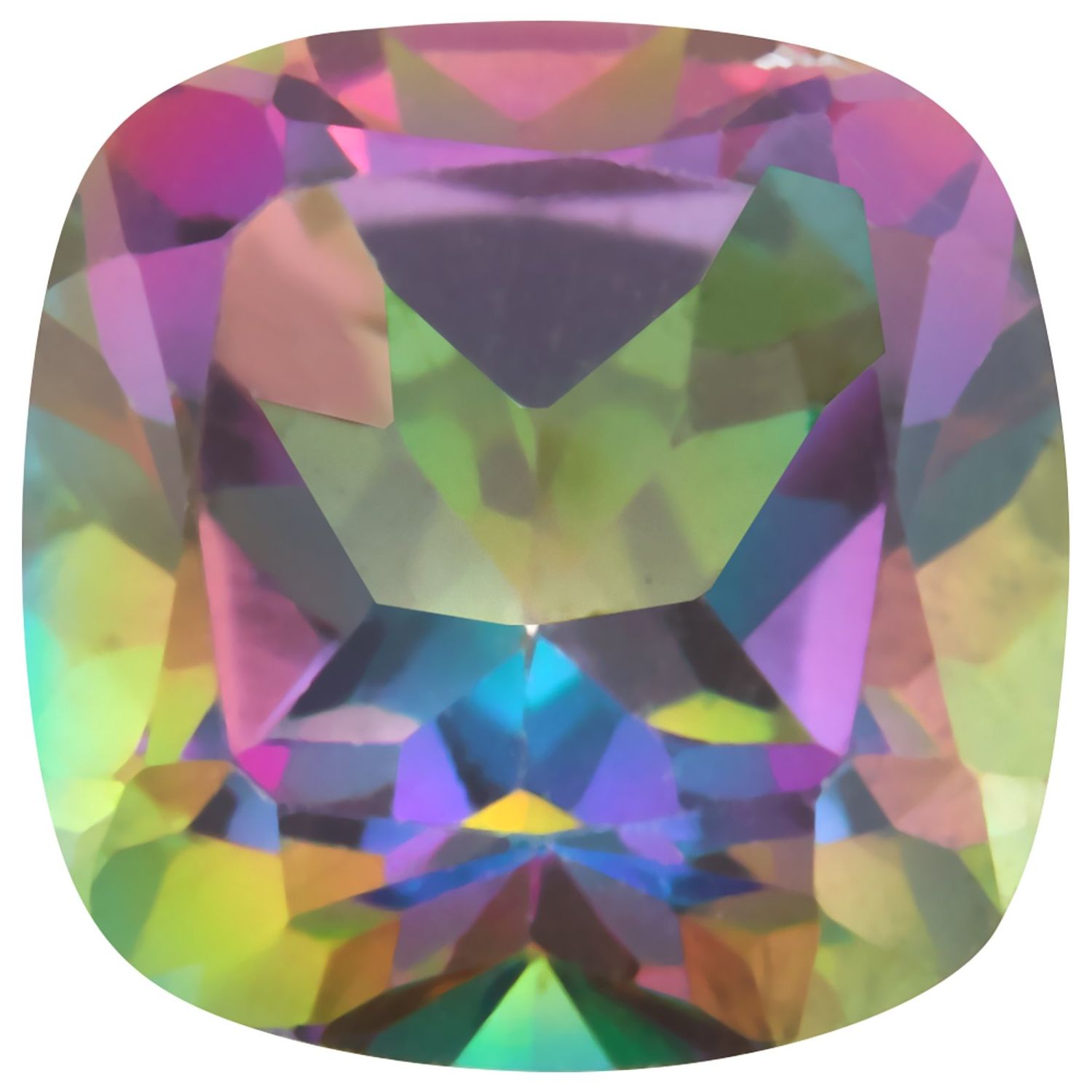 7 mm Cushion Natural Green Mystic Topaz – Faceted Cut – AA Quality — Sapphire Row
