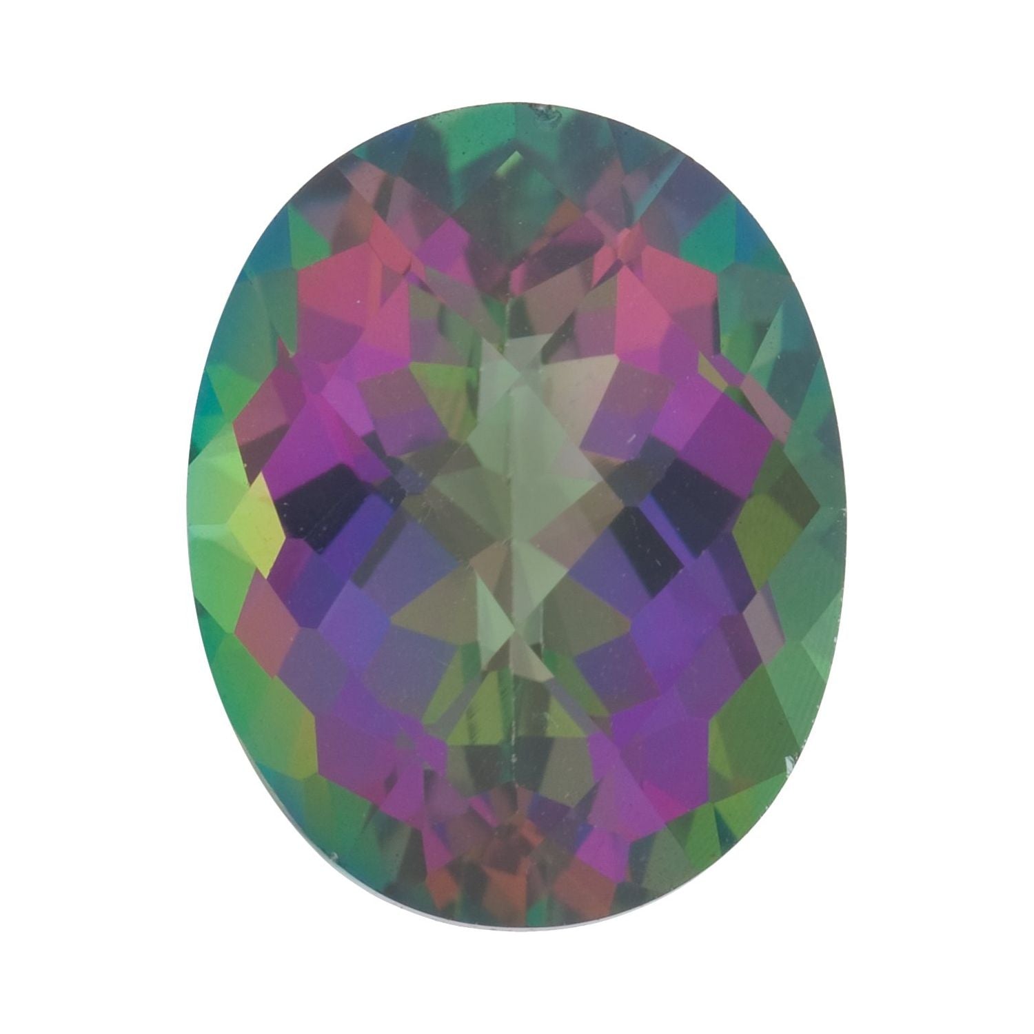 10x8 mm Oval Natural Green Mystic Topaz – Checkerboard-Cut – AA Quality — Sapphire Row