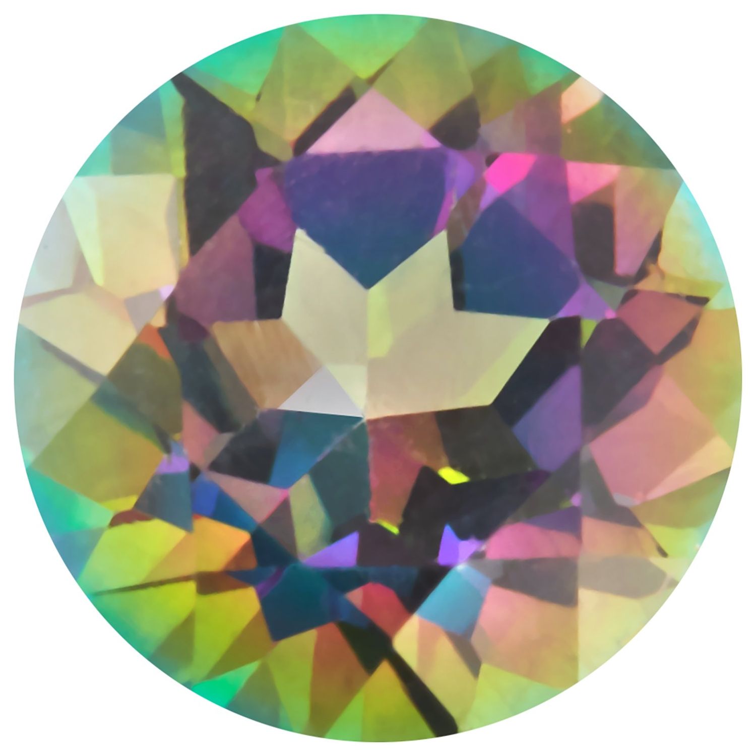 10 mm Round Natural Green Mystic Topaz – Faceted Cut – AA Quality — Sapphire Row