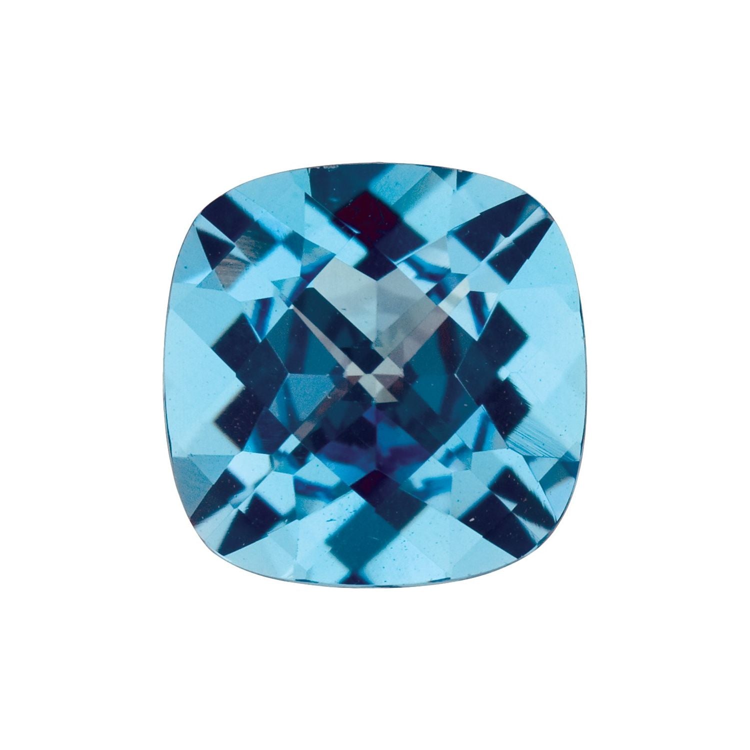 10 mm Cushion Natural Swiss Blue Topaz – Checkerboard-Cut – AA Quality — Sapphire Row