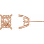 Emerald 4-Prong Fleur-de-lis Stud Earrings Setting — 14K Rose Gold — original mounting
