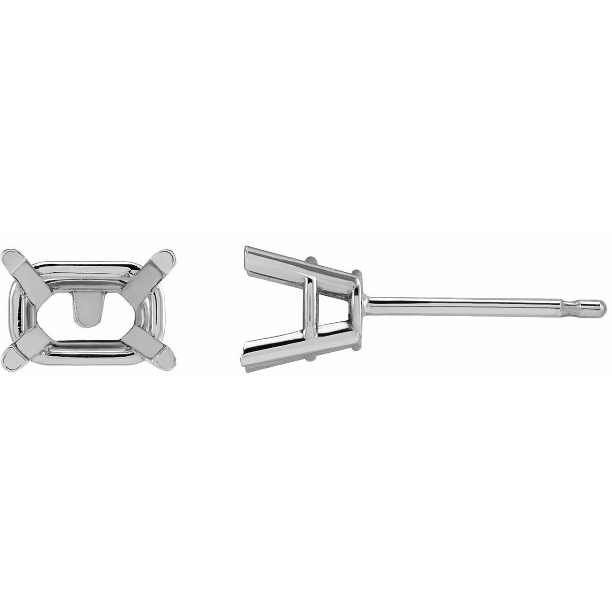 Emerald 4-Prong Stud Earrings Setting — 14K White Gold — original mounting