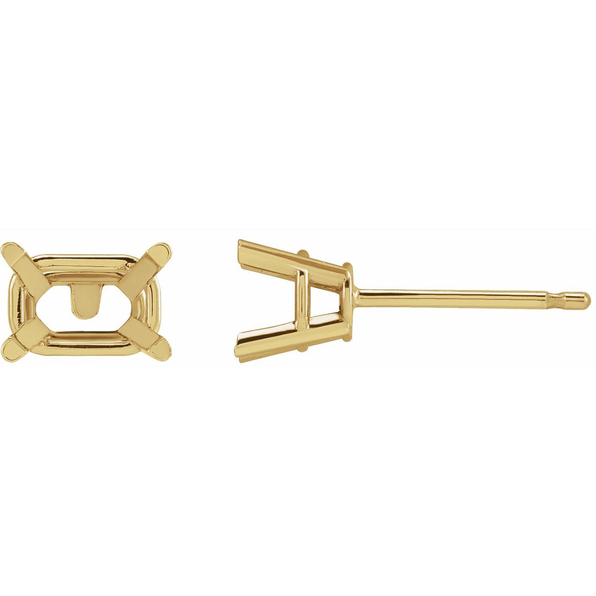 Emerald 4-Prong Stud Earrings Setting — 14K Yellow Gold — original mounting