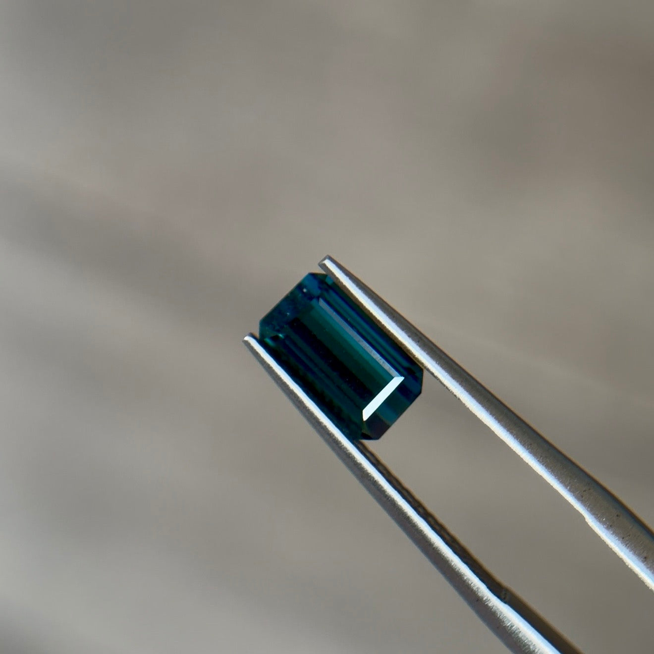 Sapphire Row 1.28 ct Natural Tourmaline (Indicolite) Greenish Blue, Emerald Cut, AIG Certified