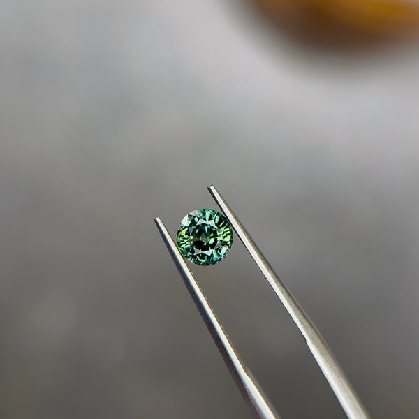 Sapphire Row 1.09 ct Natural Green Parti Sapphire (No Heat), Round Cut, Tanzania, AIGS Certified