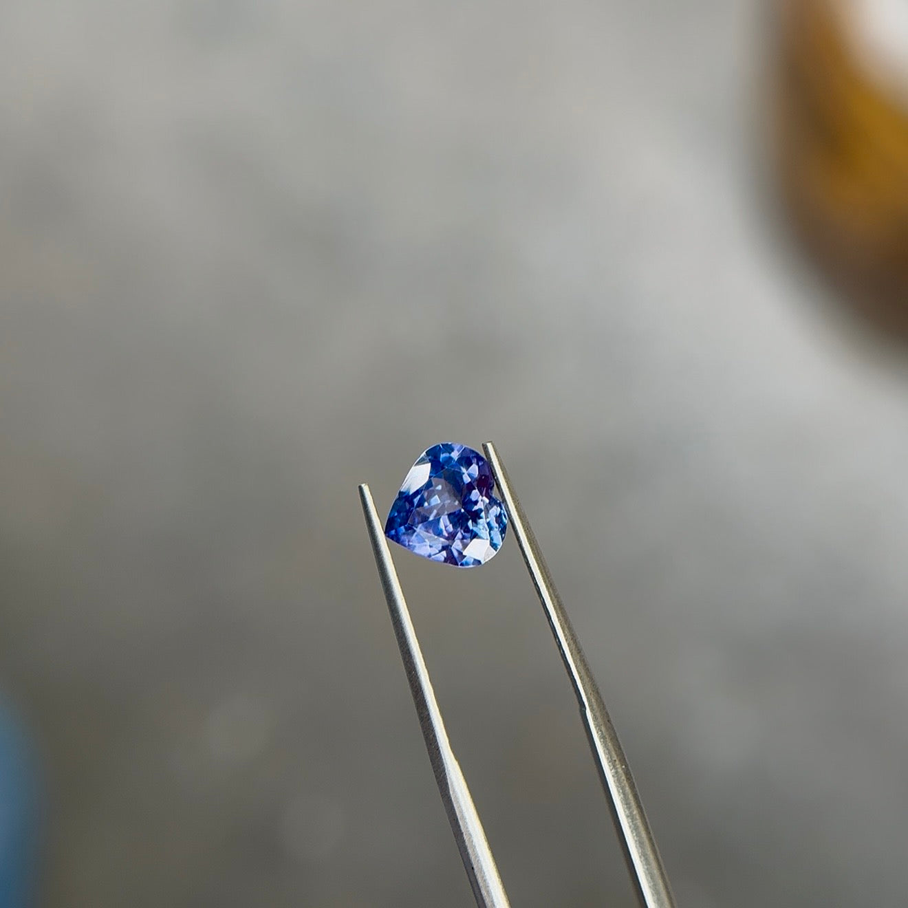 Sapphire Row 1.41 ct Natural Violetish Blue Tanzanite, Heart Cut, AIG Certified
