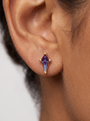 Lab-Grown Gemstone Kite Stud Earrings in 14K Yellow Gold, worn on the ear