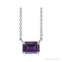 Sapphire Row Natural Emerald-Cut Amethyst Necklace in White Gold