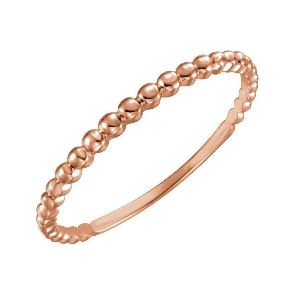 Beaded Stackable Ring in 14K rose gold