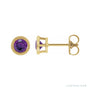 Sapphire Row Natural Bezel-Set Amethyst Studs in Yellow Gold