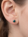 Children's Lab-Grown Birthstone Screwback Studs in 14K Yellow Gold, shown close on the ear