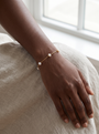 Cultured Pearl Station Bracelet in 14K Yellow Gold, worn on the wrist